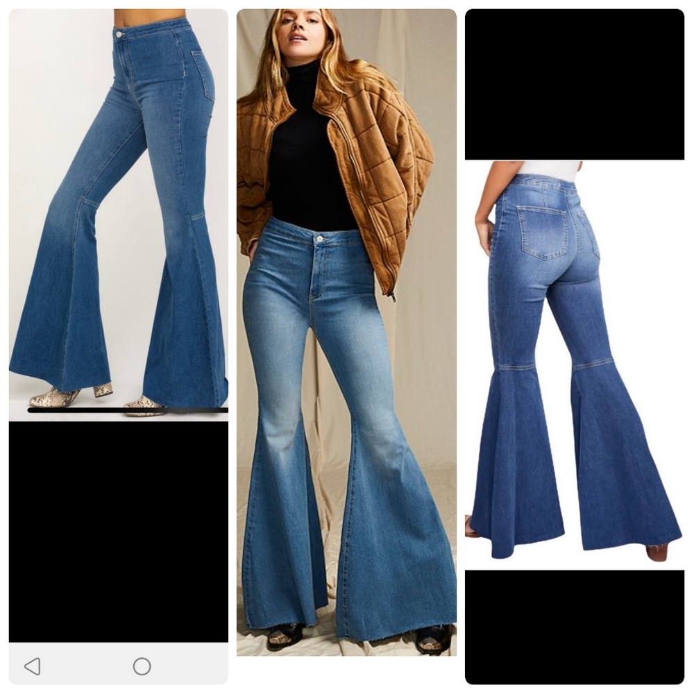 Free People Blue Flare & Wide Leg Jeans